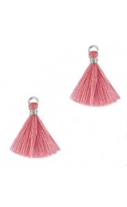 Ibiza style Tassel 1.5cm Silver - rouge pink
